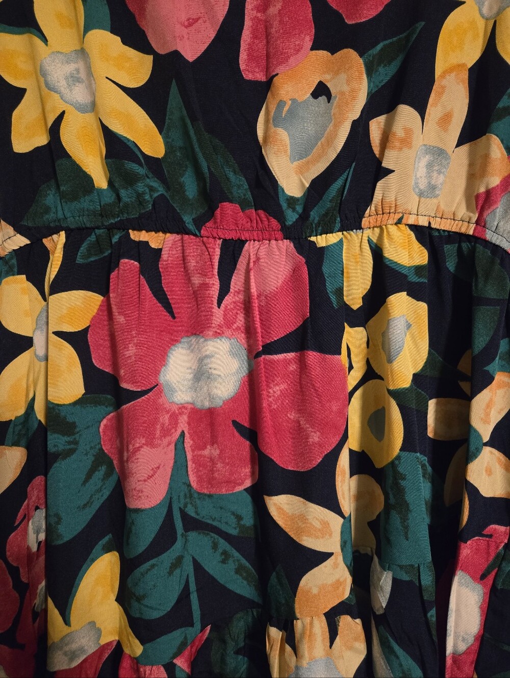 New Umgee Navy Floral Split Neck Midi Dress Size XL - Picture 5 of 6